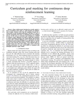Curriculum goal masking for continuous deep reinforcement learning