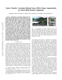 Sensor Transfer: Learning Optimal Sensor Effect Image Augmentation for
  Sim-to-Real Domain Adaptation