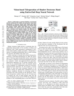 Vision-based Teleoperation of Shadow Dexterous Hand using End-to-End
  Deep Neural Network