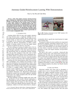 Automata Guided Reinforcement Learning With Demonstrations