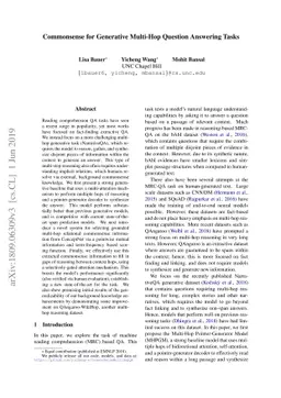 Commonsense for Generative Multi-Hop Question Answering Tasks