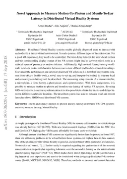 Novel Approach to Measure Motion-To-Photon and Mouth-To-Ear Latency in
  Distributed Virtual Reality Systems
