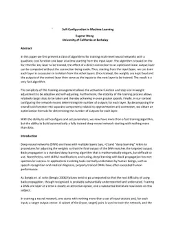 Self Configuration in Machine Learning