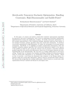 Zeroth-order Nonconvex Stochastic Optimization: Handling Constraints,
  High-Dimensionality and Saddle-Points
