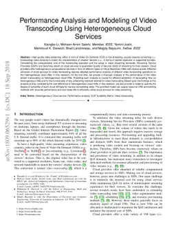 Performance Analysis and Modeling of Video Transcoding Using
  Heterogeneous Cloud Services