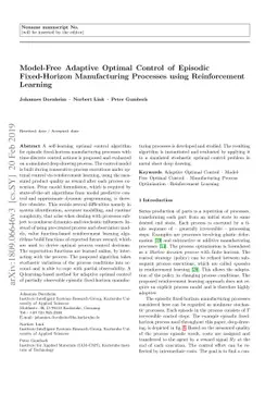 Model-Free Adaptive Optimal Control of Episodic Fixed-Horizon
  Manufacturing Processes using Reinforcement Learning