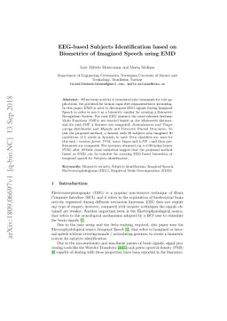 EEG-based Subjects Identification based on Biometrics of Imagined Speech
  using EMD