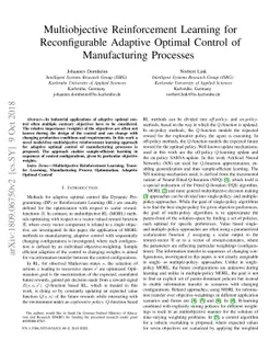 Multiobjective Reinforcement Learning for Reconfigurable Adaptive
  Optimal Control of Manufacturing Processes