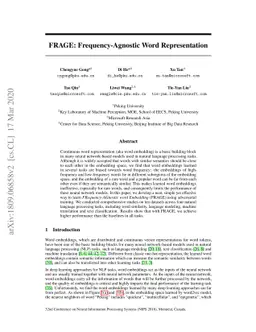 FRAGE: Frequency-Agnostic Word Representation