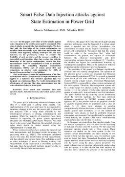 Smart False Data Injection attacks against State Estimation in Power
  Grid