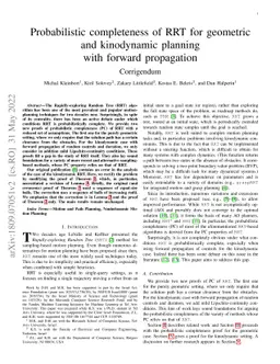 Probabilistic completeness of RRT for geometric and kinodynamic planning
  with forward propagation