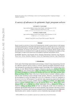 A survey of advances in epistemic logic program solvers