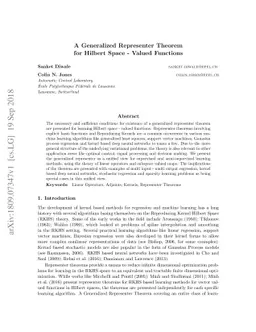 A Generalized Representer Theorem for Hilbert Space - Valued Functions