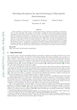 Switching divergences for spectral learning in blind speech
  dereverberation