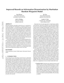 Improved Bounds on Information Dissemination by Manhattan Random
  Waypoint Model