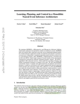 Learning, Planning, and Control in a Monolithic Neural Event Inference
  Architecture