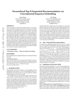 Personalized Top-N Sequential Recommendation via Convolutional Sequence
  Embedding