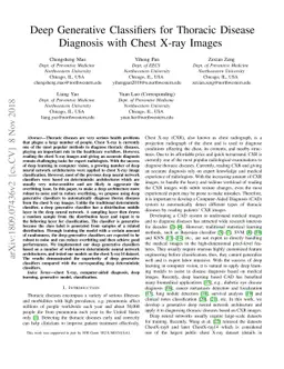 Deep Generative Classifiers for Thoracic Disease Diagnosis with Chest
  X-ray Images