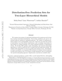 Distribution-Free Prediction Sets for Two-Layer Hierarchical Models