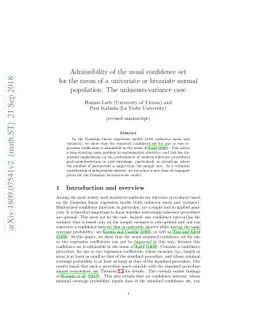 Admissibility of the usual confidence set for the mean of a univariate
  or bivariate normal population: The unknown-variance case