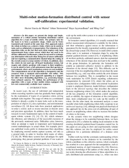Multi-robot motion-formation distributed control with sensor
  self-calibration: experimental validation