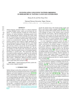 Investigating Linguistic Pattern Ordering in Hierarchical Natural
  Language Generation