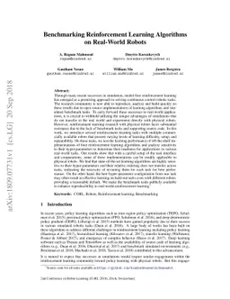 Benchmarking Reinforcement Learning Algorithms on Real-World Robots