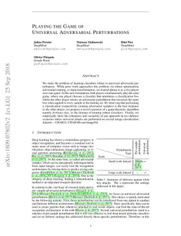 Playing the Game of Universal Adversarial Perturbations