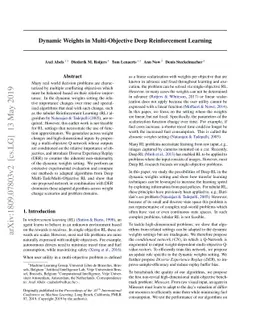 Dynamic Weights in Multi-Objective Deep Reinforcement Learning