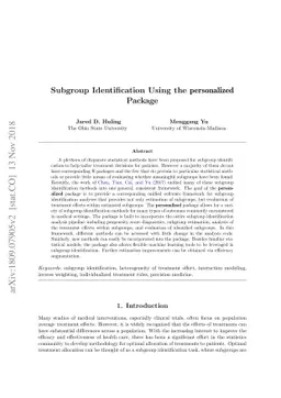 Subgroup Identification Using the personalized Package