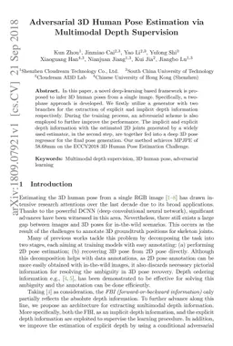Adversarial 3D Human Pose Estimation via Multimodal Depth Supervision