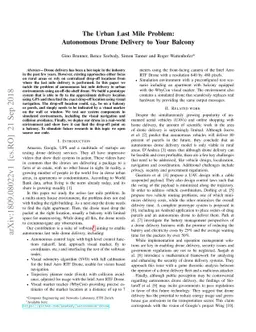 The Urban Last Mile Problem: Autonomous Drone Delivery to Your Balcony