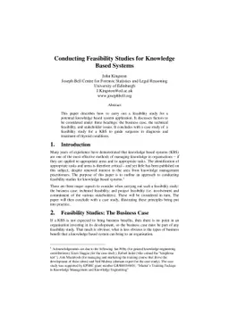 Conducting Feasibility Studies for Knowledge Based Systems