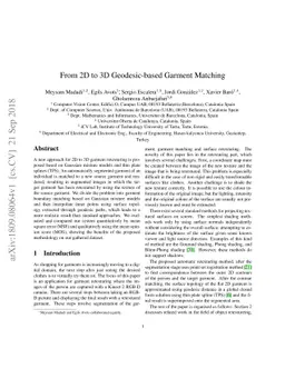 From 2D to 3D Geodesic-based Garment Matching