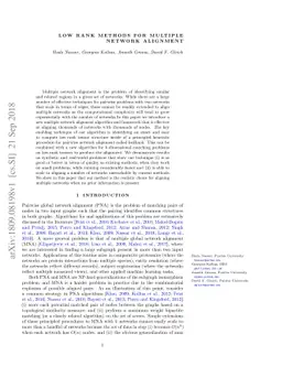 Low rank methods for multiple network alignment
