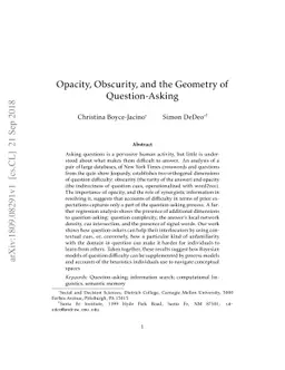 Opacity, Obscurity, and the Geometry of Question-Asking