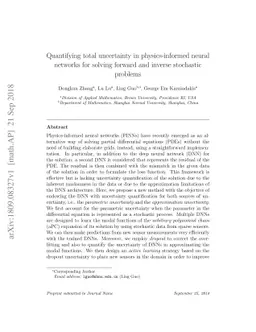 Quantifying total uncertainty in physics-informed neural networks for
  solving forward and inverse stochastic problems