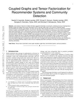 Coupled Graphs and Tensor Factorization for Recommender Systems and
  Community Detection