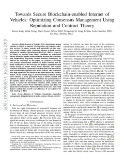 Towards Secure Blockchain-enabled Internet of Vehicles: Optimizing
  Consensus Management Using Reputation and Contract Theory