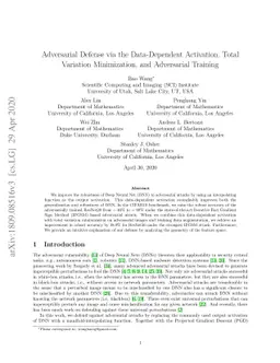 Adversarial Defense via Data Dependent Activation Function and Total
  Variation Minimization
