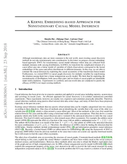 A Kernel Embedding-based Approach for Nonstationary Causal Model
  Inference