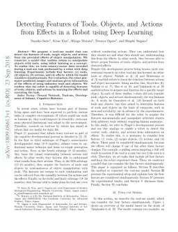 Detecting Features of Tools, Objects, and Actions from Effects in a
  Robot using Deep Learning