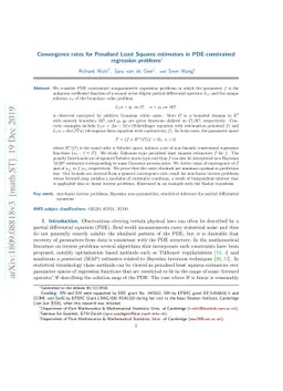 Convergence rates for Penalised Least Squares Estimators in
  PDE-constrained regression problems