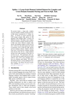 Spider: A Large-Scale Human-Labeled Dataset for Complex and Cross-Domain
  Semantic Parsing and Text-to-SQL Task