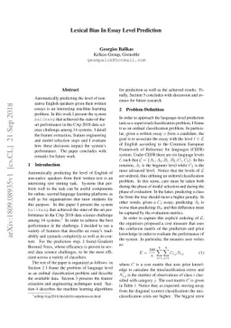 Lexical Bias In Essay Level Prediction