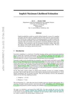 Implicit Maximum Likelihood Estimation