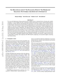 No Multiplication? No Floating Point? No Problem! Training Networks for
  Efficient Inference
