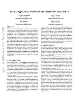 Evaluating Fairness Metrics in the Presence of Dataset Bias