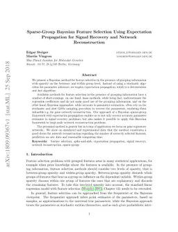 Sparse-Group Bayesian Feature Selection Using Expectation Propagation
  for Signal Recovery and Network Reconstruction