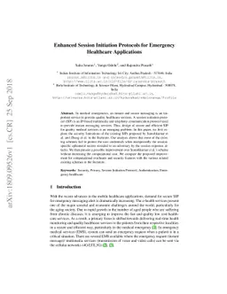 Enhanced Session Initiation Protocols for Emergency Healthcare
  Applications